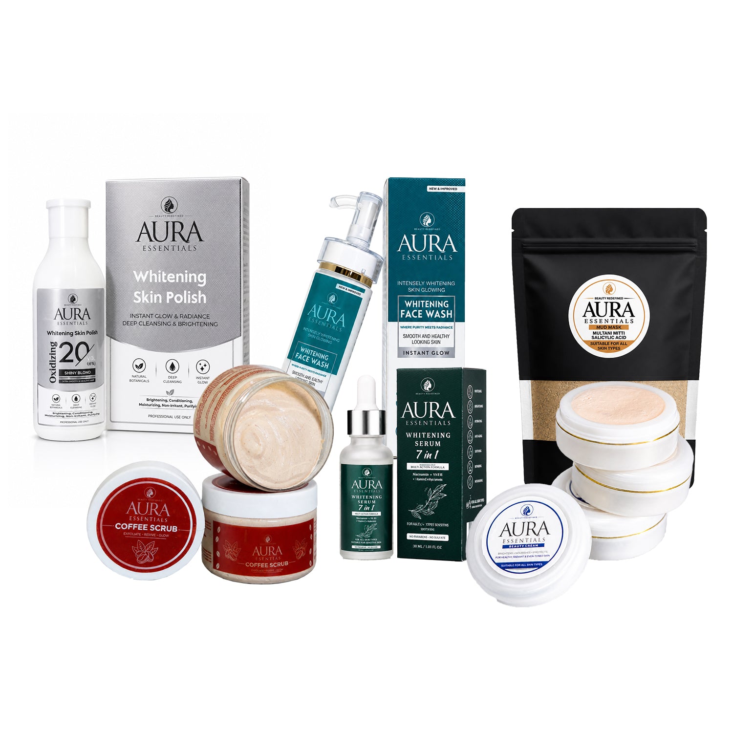 Aura Essentials Complete Glow Kit – 6-Piece Skincare Bundle for Brightening & Radiant Skin